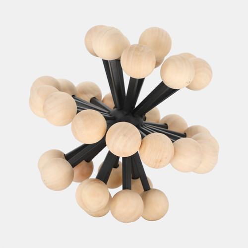 Sagebrook Home 10" Orb With Wooden Knobs Black/natural Wishlist Create New