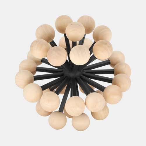 Sagebrook Home 10" Orb With Wooden Knobs Black/natural Wishlist Create New