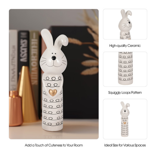 Sagebrook Home 10" Squiggly Bunny With Gold Heart White/black Wishlist Create New