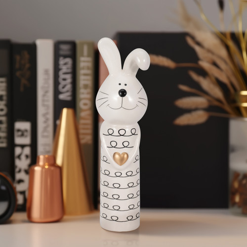 Sagebrook Home 10" Squiggly Bunny With Gold Heart White/black Wishlist Create New