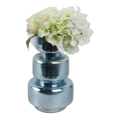 Sagebrook Home 10" Stacked Cylinder Glass Vase Blue Silver Wishlist Create New