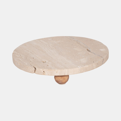 Sagebrook Home 10" Travertine Tray On Wood Ball Feet Tan Wishlist Create New