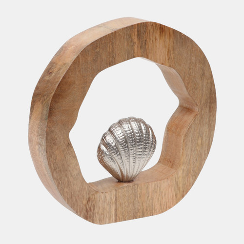 Sagebrook Home 10x10" Seashell In Wood Round Silver/natural Wishlist Create New