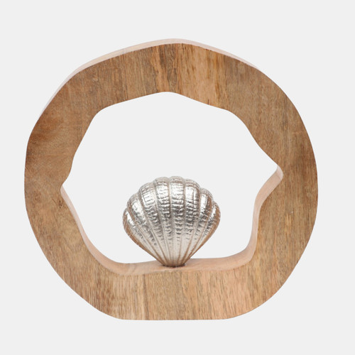 sagebrook home 10x10" Seashell In Wood Round Silver/natural Wishlist Create New