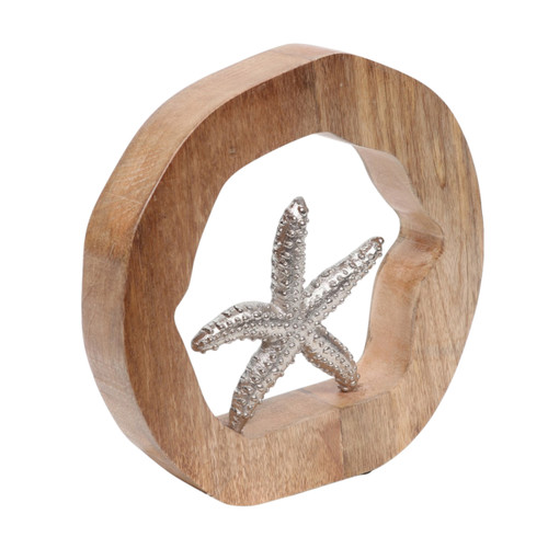 Sagebrook Home 10x10" Starfish In Wood Round Silver/natural Wishlist Create New