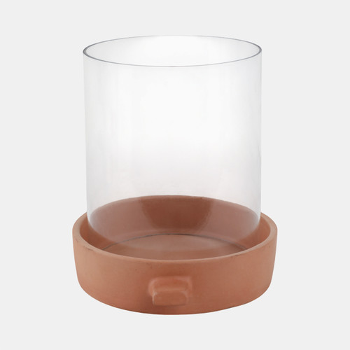 Sagebrook Home 10x10" Terracotta Hurricane Pillar Holder Natural Wishlist Create New