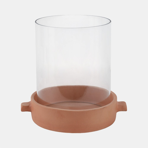 Sagebrook Home 10x10" Terracotta Hurricane Pillar Holder Natural Wishlist Create New