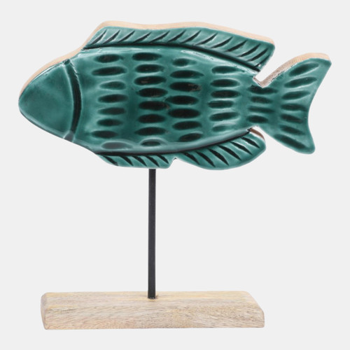 sagebrook home 10x10" Wood Fish On Base Blue Wishlist Create New