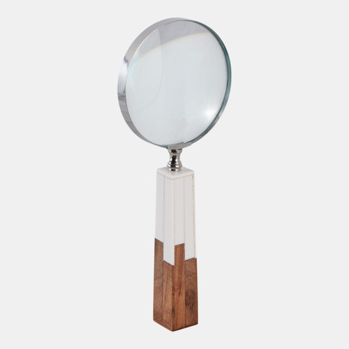 Sagebrook Home 10x4" 2-toned Handle Magnifying Glass White/brown Wishlist Create New