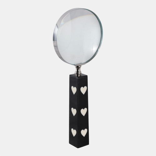 Sagebrook Home 10x4" Hearts Handle Magnifying Glass Black/white Wishlist Create New
