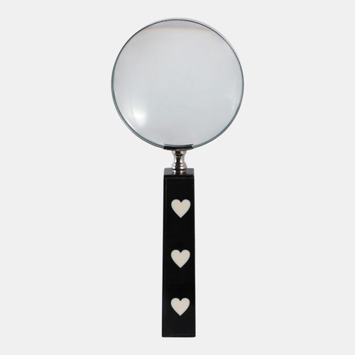 Sagebrook Home 10x4" Hearts Handle Magnifying Glass Black/white Wishlist Create New