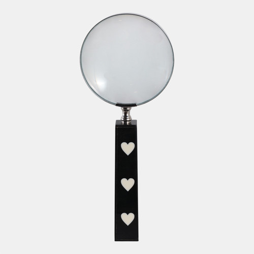 sagebrook home 10x4" Hearts Handle Magnifying Glass Black/white Wishlist Create New