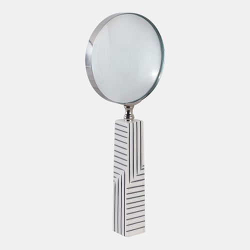 Sagebrook Home 10x4" Lines Handle Magnifying Glass White/ Black Wishlist Create New