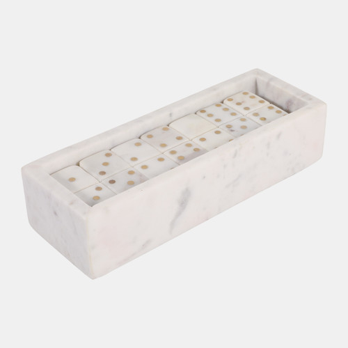 Sagebrook Home 10x4" Marble Dominoes Set White/gold Wishlist Create New