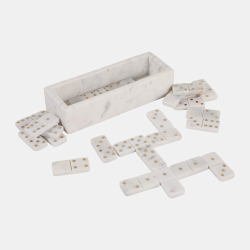 Sagebrook Home 10x4" Marble Dominoes Set White/gold Wishlist Create New