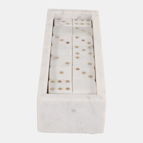 Sagebrook Home 10x4" Marble Dominoes Set White/gold Wishlist Create New