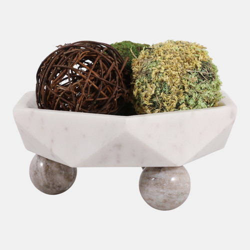 Sagebrook Home 10x4" Marble Hexagon Bowl W/ball Feet Wht/beige Wishlist Create New
