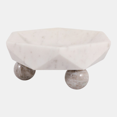 Sagebrook Home 10x4" Marble Hexagon Bowl W/ball Feet Wht/beige Wishlist Create New
