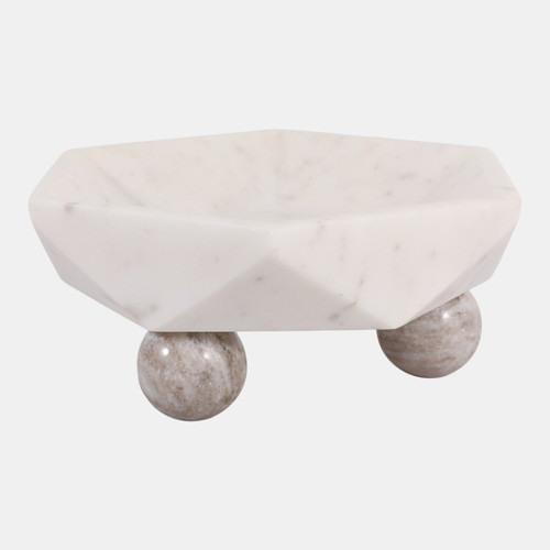 Sagebrook Home 10x4" Marble Hexagon Bowl W/ball Feet Wht/beige Wishlist Create New