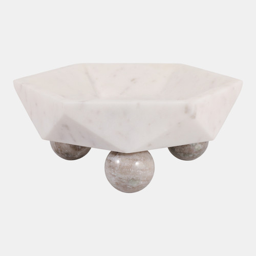 sagebrook home 10x4" Marble Hexagon Bowl W/ball Feet Wht/beige Wishlist Create New