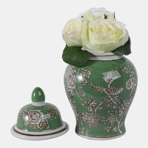 Sagebrook Home 10x6" Bird & Flower Temple Jar Green/brown Wishlist Create New