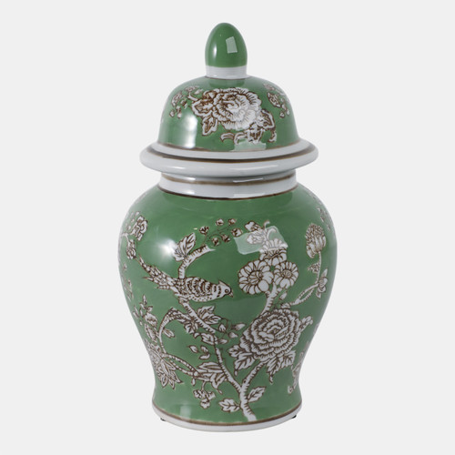 sagebrook home 10x6" Bird & Flower Temple Jar Green/brown Wishlist Create New