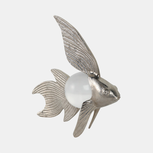 Sagebrook Home 10x6" Metal Fish With Acrylic Ball Silver Wishlist Create New