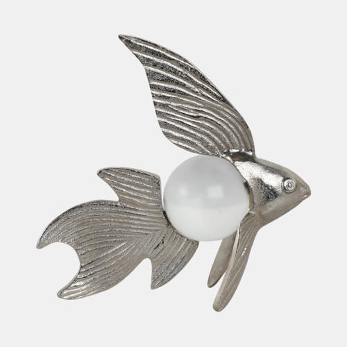 sagebrook home 10x6" Metal Fish With Acrylic Ball Silver Wishlist Create New