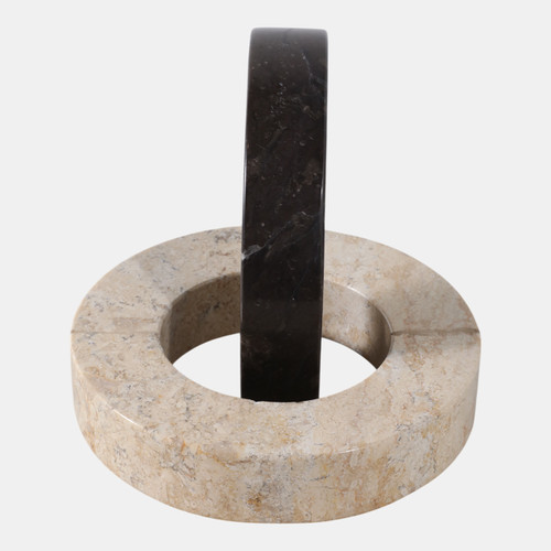 Sagebrook Home 10x7" 2 Round Marble Links Ivory/black Wishlist Create New