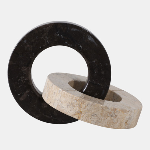 Sagebrook Home 10x7" 2 Round Marble Links Ivory/black Wishlist Create New