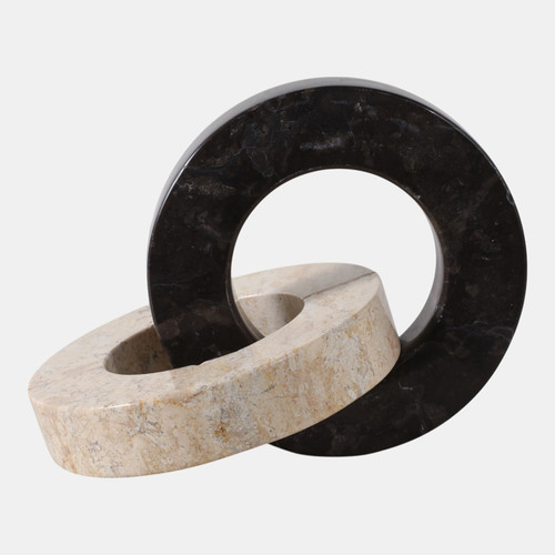 sagebrook home 10x7" 2 Round Marble Links Ivory/black Wishlist Create New