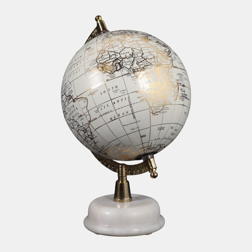 Sagebrook Home 10x7" Globe On Marble Base White/gold Wishlist Create New