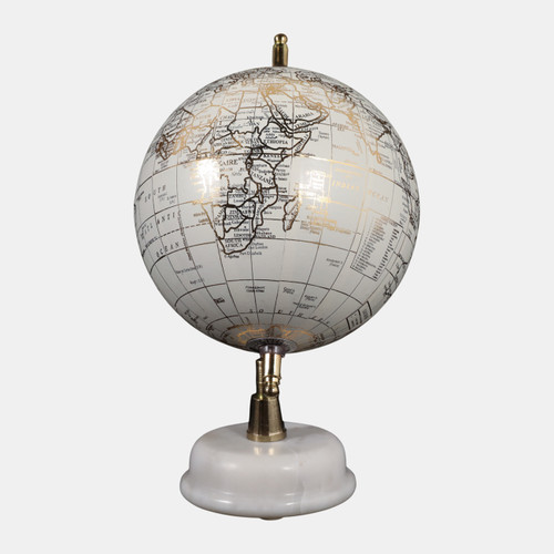 Sagebrook Home 10x7" Globe On Marble Base White/gold Wishlist Create New