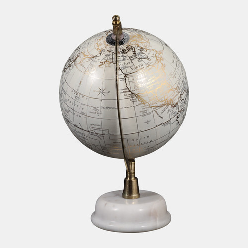Sagebrook Home 10x7" Globe On Marble Base White/gold Wishlist Create New
