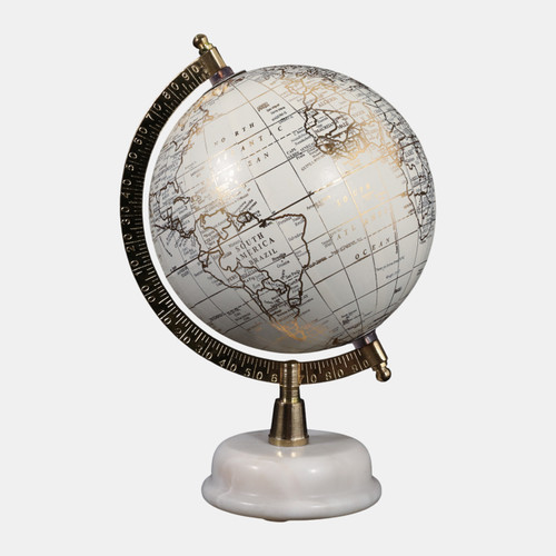 sagebrook home 10x7" Globe On Marble Base White/gold Wishlist Create New