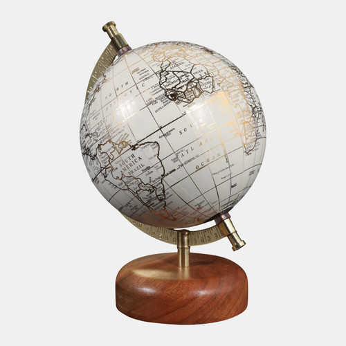 Sagebrook Home 10x7" White Globe On Wood Base Natural Wishlist Create New