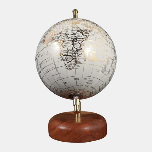 Sagebrook Home 10x7" White Globe On Wood Base Natural Wishlist Create New