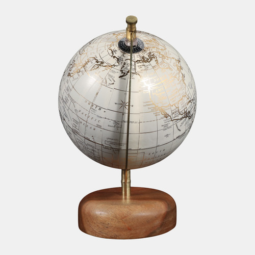 Sagebrook Home 10x7" White Globe On Wood Base Natural Wishlist Create New