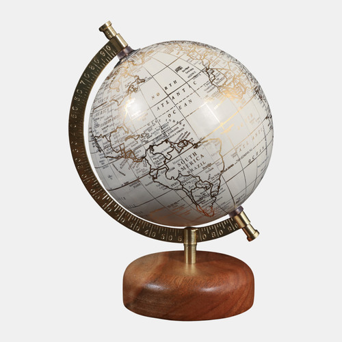sagebrook home 10x7" White Globe On Wood Base Natural Wishlist Create New