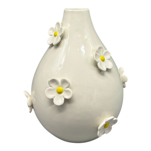 sagebrook home 10x8" Daisy Applique Vase Ivory/yellow Wishlist Create New