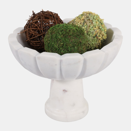 Sagebrook Home 10x8" Marble Petal Bowl On Pedestal White Wishlist Create New