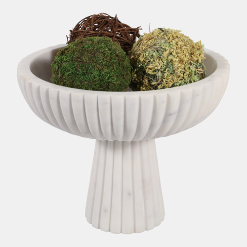 Sagebrook Home 10x8" Marble Ribbed Bowl On Pedestal White Wishlist Create New