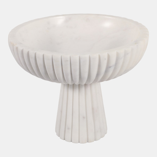 Sagebrook Home 10x8" Marble Ribbed Bowl On Pedestal White Wishlist Create New