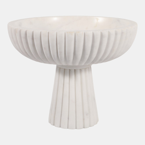 Sagebrook Home 10x8" Marble Ribbed Bowl On Pedestal White Wishlist Create New