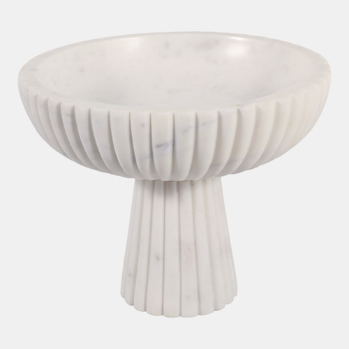 sagebrook home 10x8" Marble Ribbed Bowl On Pedestal White Wishlist Create New