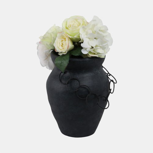 Sagebrook Home 10x8" Rustic Vase With Chain Black Wishlist Create New