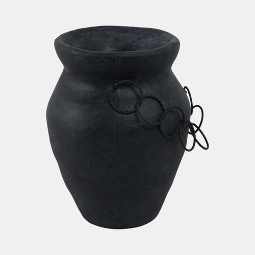 Sagebrook Home 10x8" Rustic Vase With Chain Black Wishlist Create New
