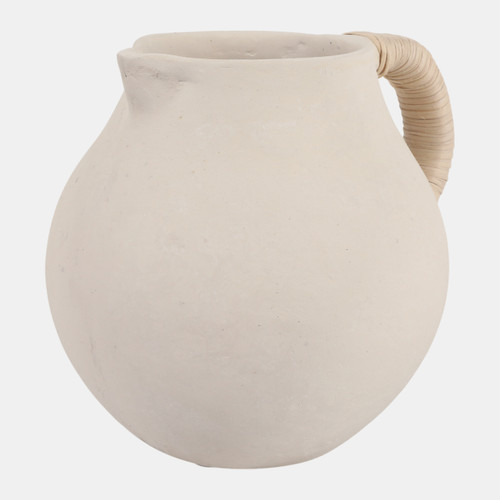 Sagebrook Home 10x9" Paper Mache Jug W/ Rattan Handle Ivory Wishlist Create New