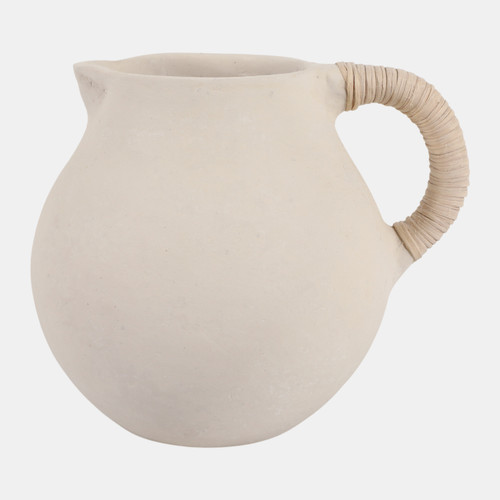 sagebrook home 10x9" Paper Mache Jug W/ Rattan Handle Ivory Wishlist Create New