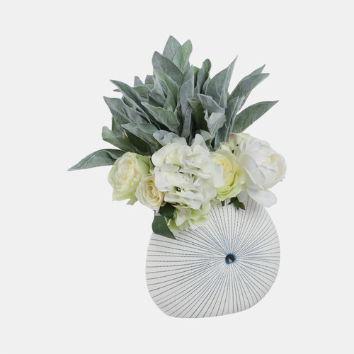 Sagebrook Home 10x9" Round Dotted Shell Vase White/blue Wishlist Create New